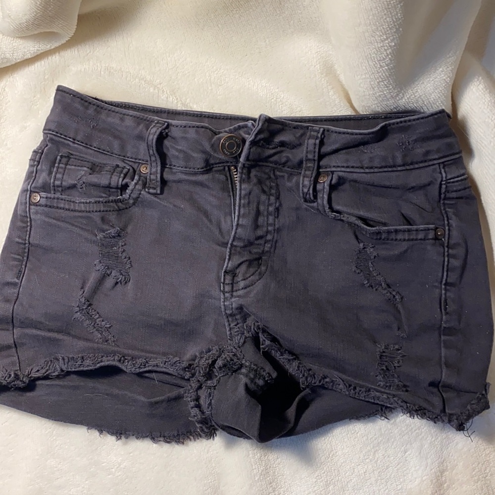 Black ripped jeans shorts